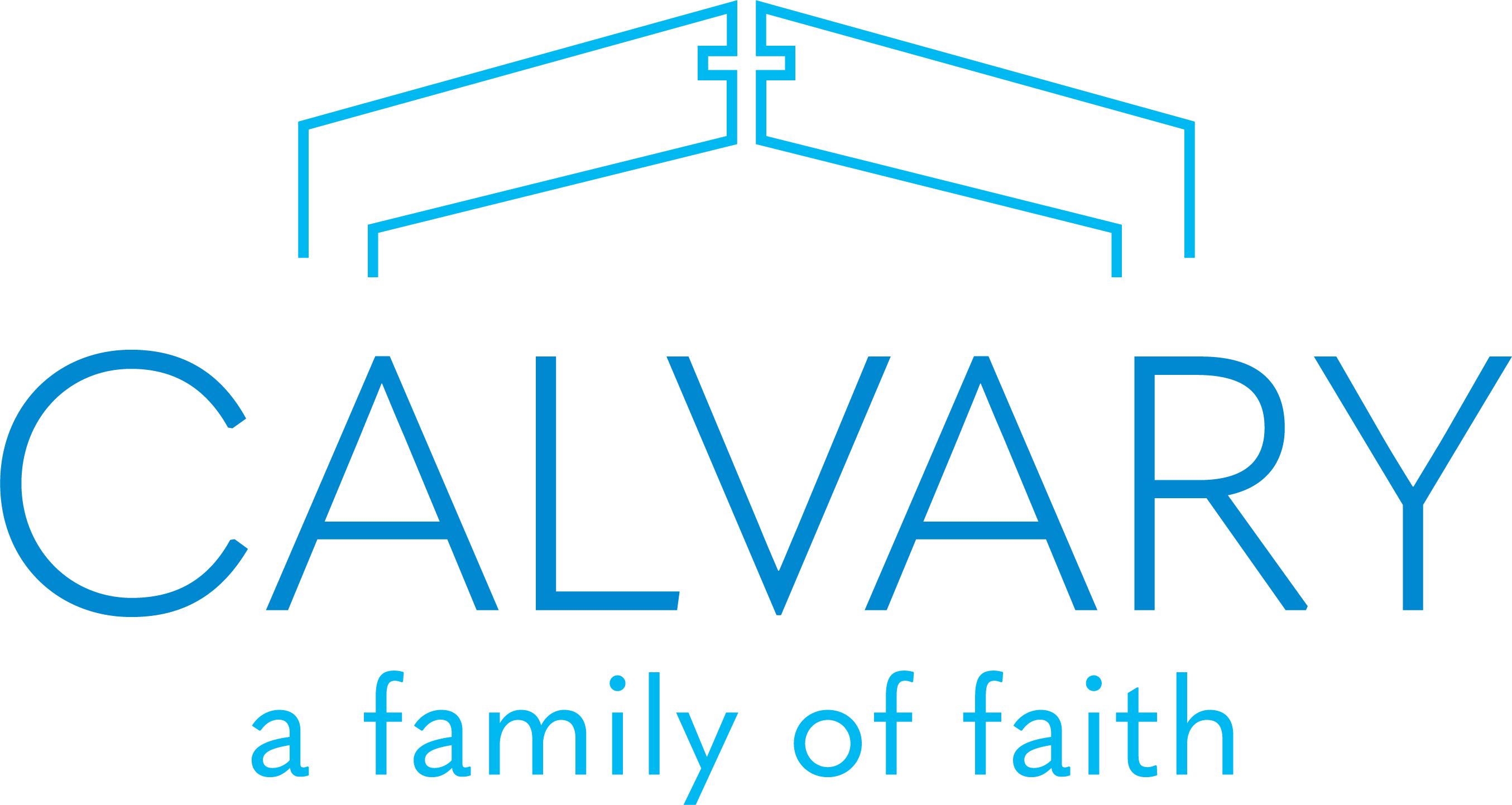 Calvary Clarenville logo with cross and A Family of Faith tagline