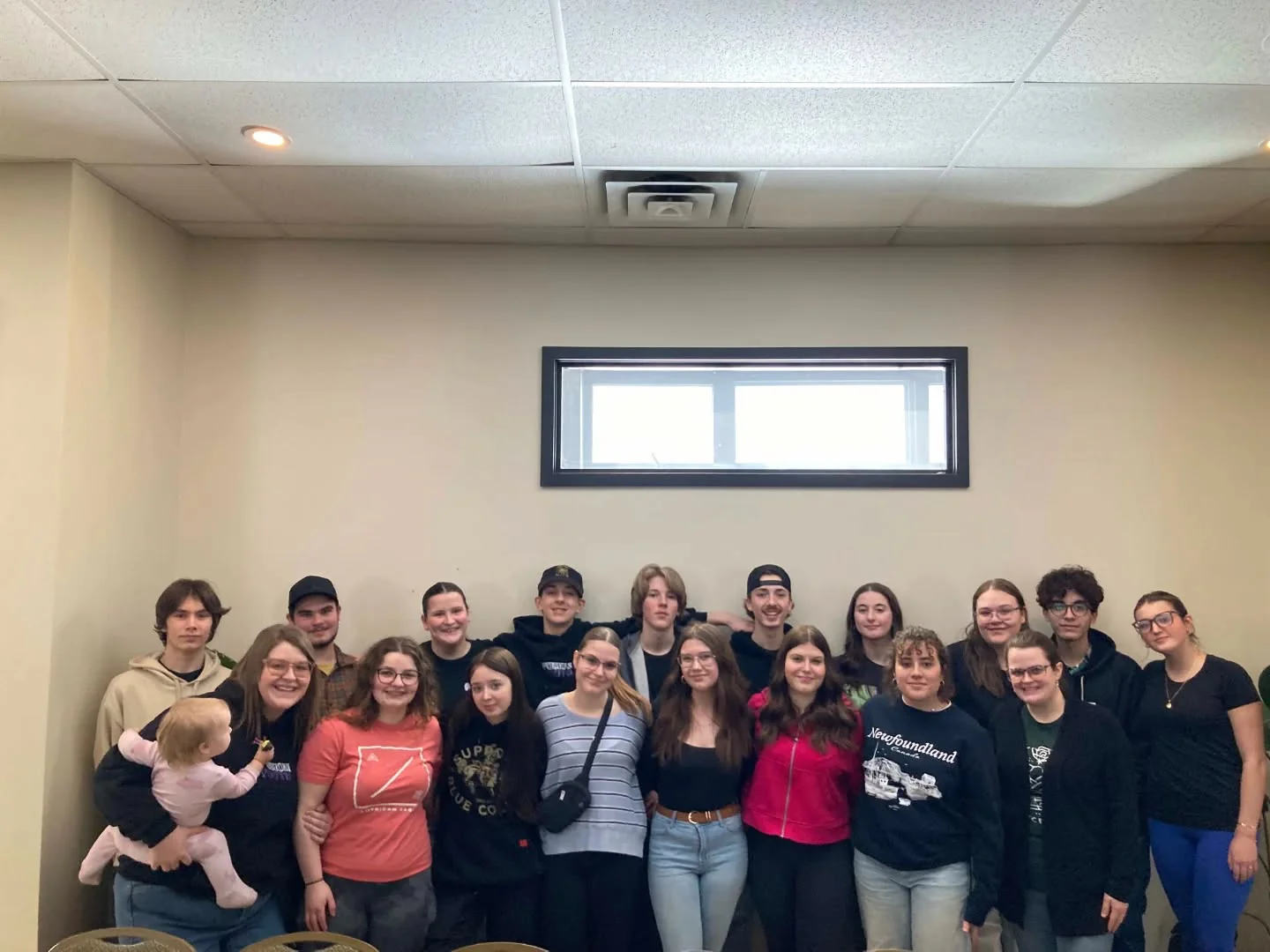 Teenagers and youth leaders gathered for a group photo at Calvary Clarenville